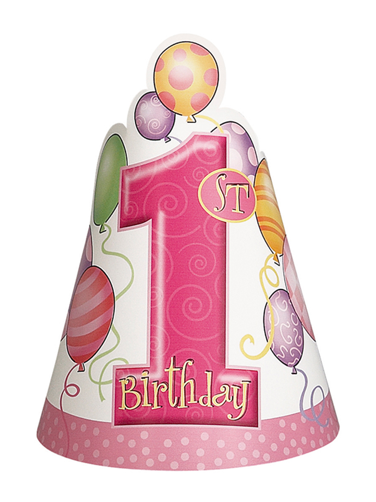 First Birthday Pink Party Hats Novelties Parties Direct Ltd